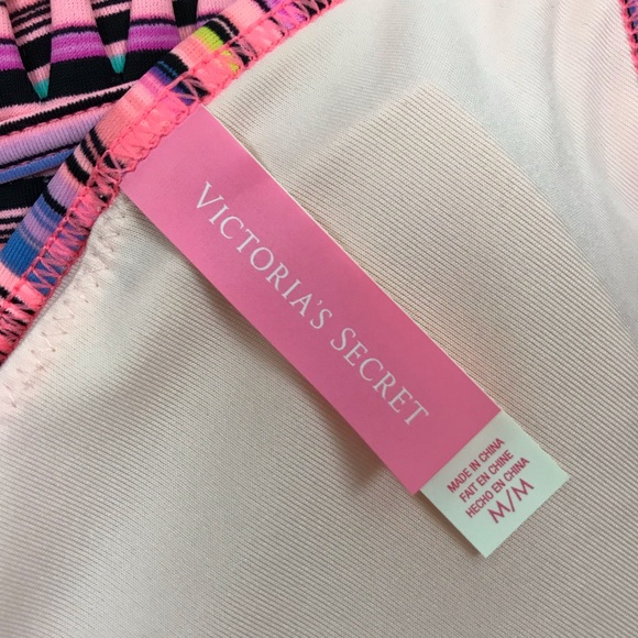 Victoria’s Secret l M The Itsy Pink Stripe Texture Halter Cheeky Bikini Swimsuit - Picture 11 of 15